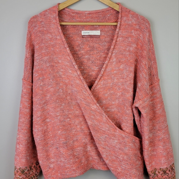 EUC Anthropologie Pilcro Drew Surplice Sweater Wrap Boho Fair Isle - Picture 3 of 11